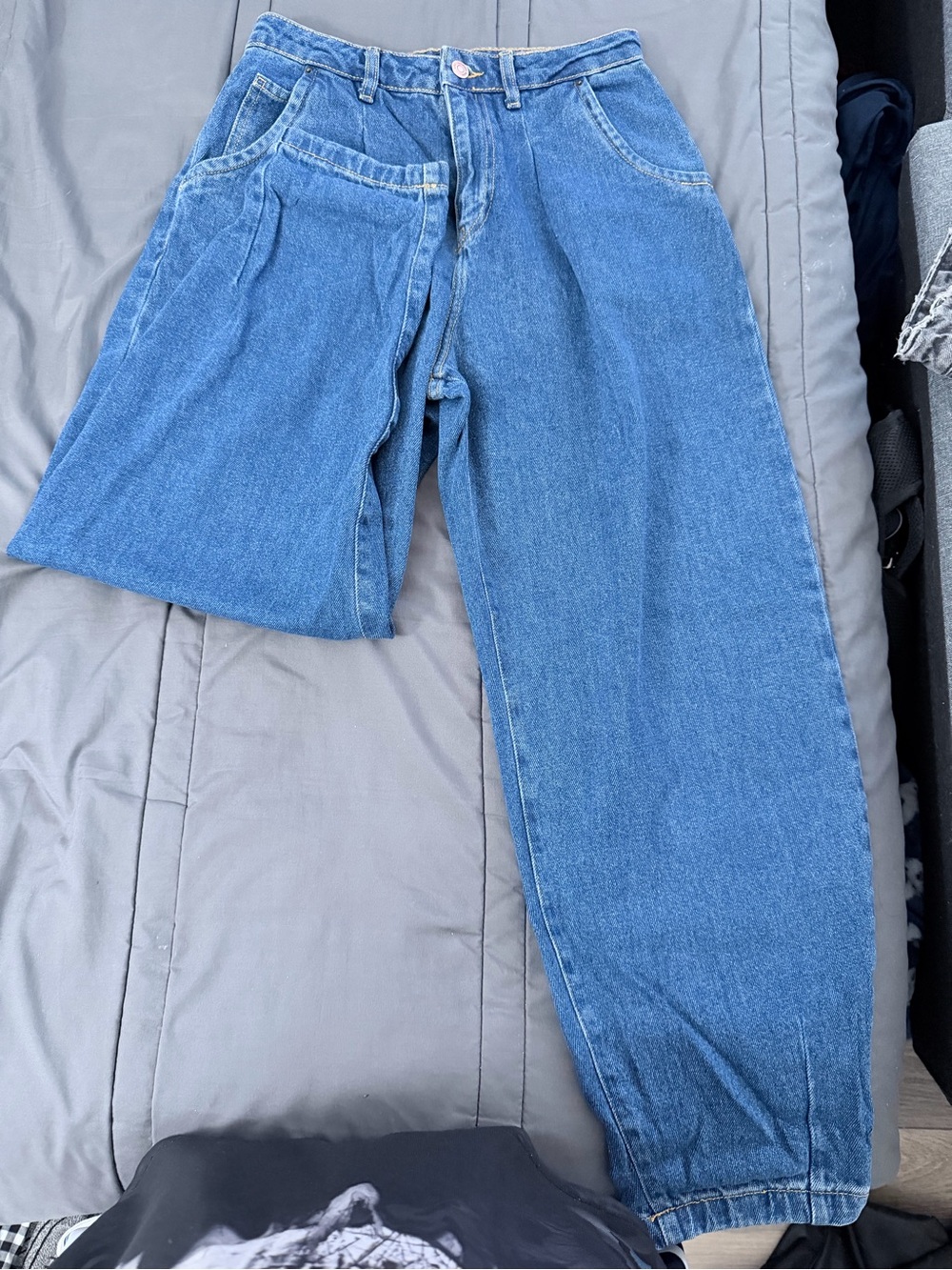 Blue Two-Tone Denim Split-Leg Jeans